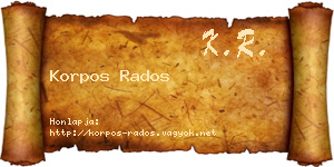 Korpos Rados névjegykártya